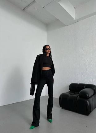 Черные базовые джинсы ❤️ черные женские джинсы 🥰 базови штани 🌸 тянущиеся джинсы3 фото