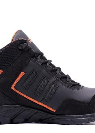 Мужские зимние кожаные ботинки adidas terrex black orang2 фото