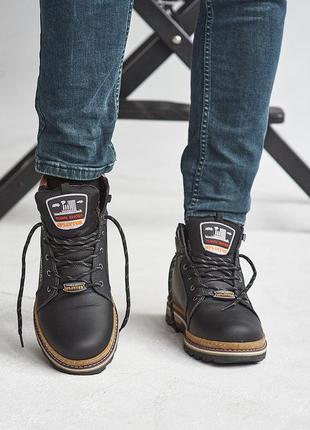 Мужские кроссовки кожаные зимние черные splinter3 фото