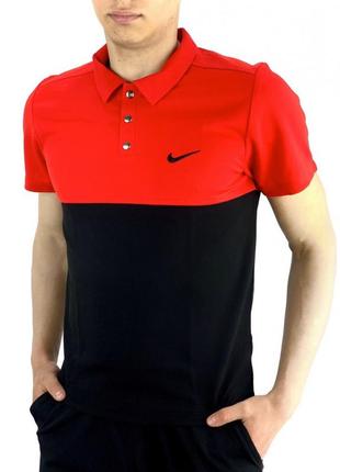 Футболка polo nike (найк) красно-черная