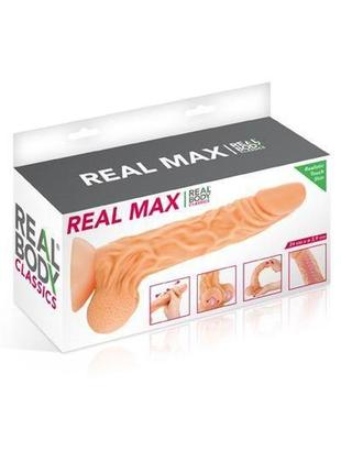 Фаллоимитатор с подвижной крайней плотью real body - real max, диаметр 4,3см, tpe 3