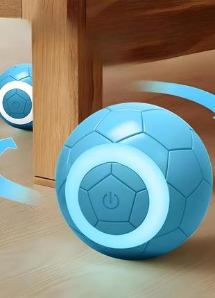 М'ячик кулька для кішок, usb smart іграшка yoyo ss-001 зі ​​світловою індикацією, хаотичним рухом football blue4 фото