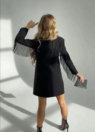 Платье женское черное с бахромой разм.42-48