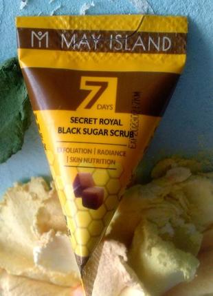 Цукровий скраб для особи may island 7 days secret royal black sugar scrub 3г*12шт2 фото