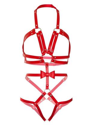 Портупея женская боди эко кожа leg avenue studded o-ring harness teddy м красный ( so8561 )