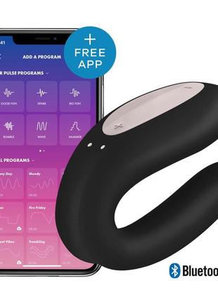 Смарт-вибратор для пар satisfyer double joy black с широким клиторальным стимулятором feromon