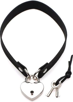 Чокер замок сердце (2ремешка 2ключа) lock-it heart choker with lockabl4 фото