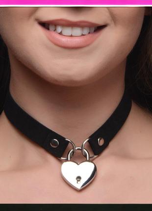 Чокер замок сердце (2ремешка 2ключа) lock-it heart choker with lockabl1 фото