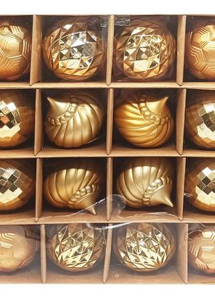 Набор елочных игрушек "шары" 6279-4/1 золото, 16 шт1 фото