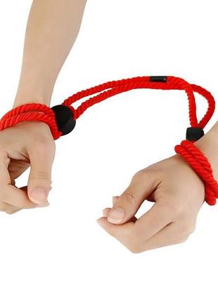 Наручники мотузкові для інтимних ігор чорний червоний