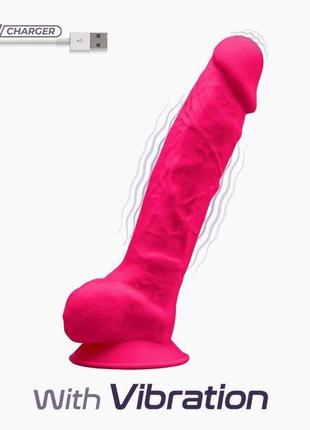 Фаллоимитатор с вибрацией silexd vetus vibro pink (model 1 size 8in), двухслойный, диаметр 4,2см