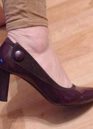 Queen elenka 38рр туфли каблук столбик новые фиолетовые повседневные3 фото
