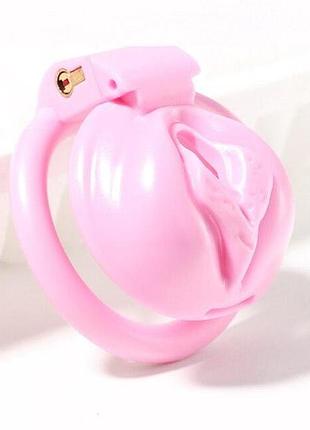 Мужской пояс верности виде вагины пластиковый сисси sissy розовый l ( 310-058 )