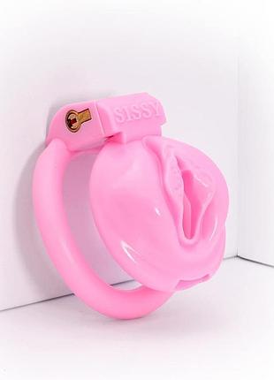 Мужской пояс верности виде вагины пластиковый сисси sissy розовый l ( 310-058 )