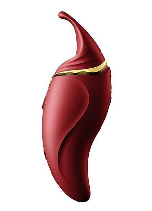 Вибратор 2в1 с язычком zalo — hero wine red, кристалл swarovski 2