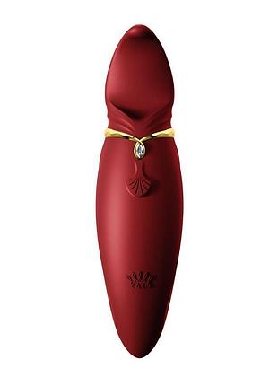 Вибратор 2в1 с язычком zalo — hero wine red, кристалл swarovski 4