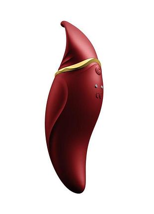 Вибратор 2в1 с язычком zalo — hero wine red, кристалл swarovski 3