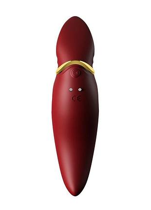 Вибратор 2в1 с язычком zalo — hero wine red, кристалл swarovski 5
