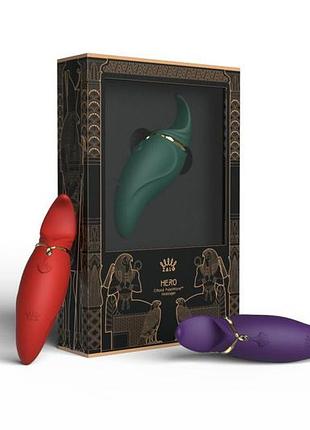 Вибратор 2в1 с язычком zalo — hero wine red, кристалл swarovski 7