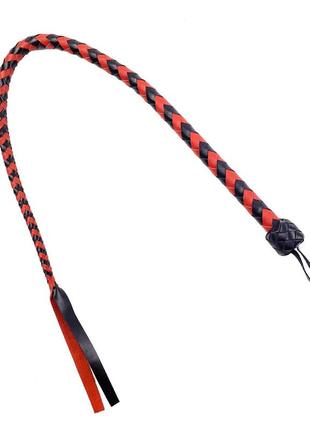 Плеть гибкая снейк, натуральная кожа, цвет черно-красный, длина - 80 см feromon