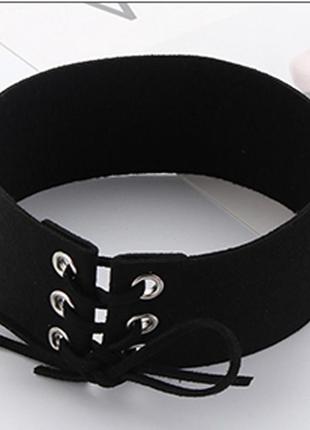 Спокусливий чокер на шию зі шнурівкою універсальний розмір чорний ( 130 139 )3 фото
