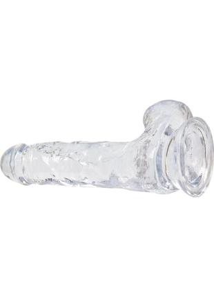 Прозрачный фаллоимитатор на присоске addiction — clear dildo with balls 7″, вибропуля в подарок 3