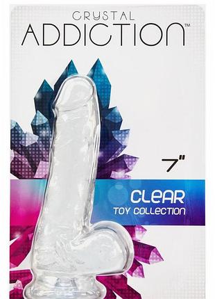 Прозрачный фаллоимитатор на присоске addiction — clear dildo with balls 7″, вибропуля в подарок 4