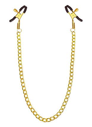 Зажимы для сосков с цепочкой feral feelings - nipple clamps classic, золото/черный