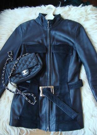 Женская кожанная куртка с замшевыми вставками