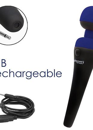 Вибромассажер palmpower recharge blue, перезаряжаемый, гибкая головка, тревел-замок 5