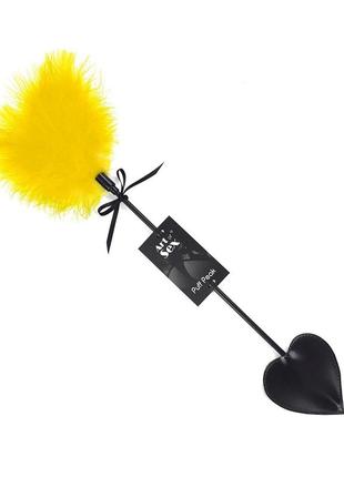 Щіткалка зі шлепалкою піка art of sex — puff peak, колір жовтий feromon