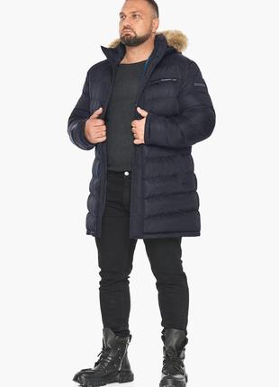 Куртка мужская чёрно-синяя с нашивкой модель 497185 фото