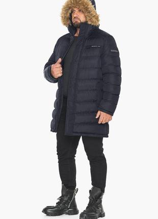 Куртка мужская чёрно-синяя с нашивкой модель 497188 фото