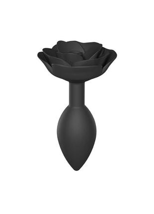 Силіконова анальна пробка love to love open roses l size — black onyx feromon