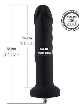 Силиконовый фаллоимитатор для секс-машин hismith 7.1″ anal dildo black, система kliclok 6
