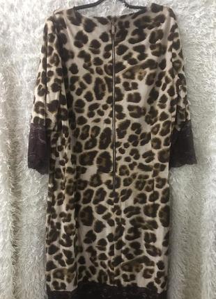 Леопардовое дизайнерское платье миди3 фото
