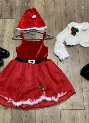 Платье нарядное рождественское мисс санта с фатином мехом и лебяжий пухом ladybird  london (англия)4 фото