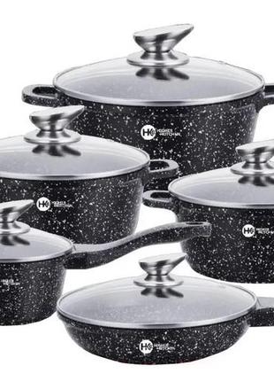 Набор кастрюль и сковорода набор посуды с гранитным антипригарным покрытием higher kitchen hk-3052 фото