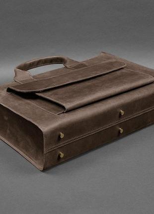 Кожаная сумка для ноутбука и документов универсальная темно-коричневая crazy horse4 фото