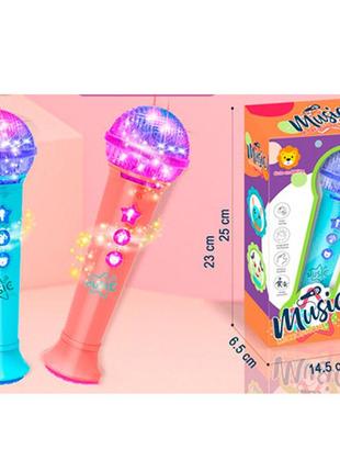 Мікрофон mt500 (54шт) 21 см, муз, звуки тварин, світло, на бат-ку, у кор-ку, 14,5-25-7см