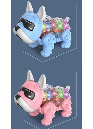 Музична іграшка 8213a (36шт) собака 19см, шестерні, 2 режими, ходить, музика, світло, 2 кольори, на бат-ці, в