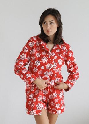 Пижамный костюм тройка байка 42 красный (5102)7 фото