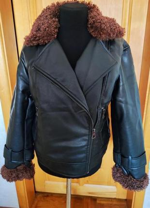 Распродажа кожаная куртка с мехом2 фото
