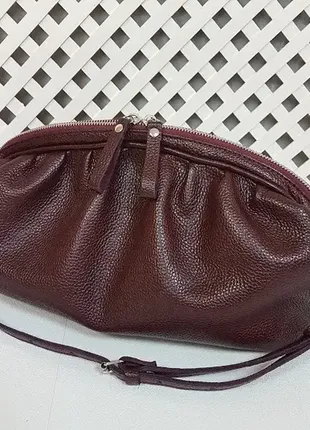 Сумка женская "дева" натуральная кожа, бургунди флотар