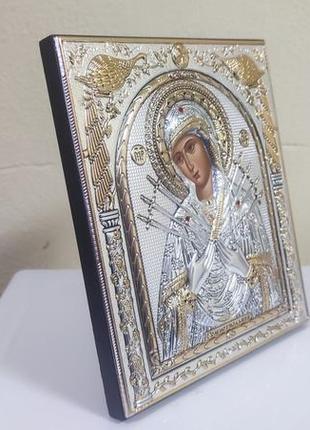Греческая икона silver axion божья мать семистрельная в серебре и золоте ep512-152xm/p 8х9 см