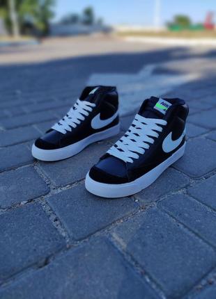 Nike blazer mid black&amp;white4 фото