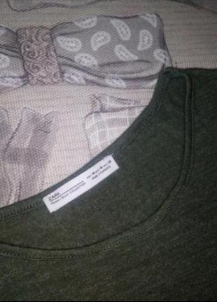 Меланжевый топ-футболка хаки с открытыми плечами и бантами на рукавах zara8 фото