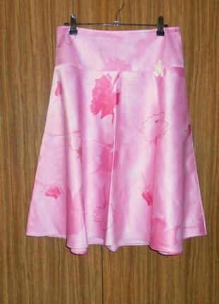 Розовая юбка. атласная юбка. юбка в розы.2 фото