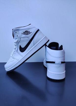 Nike air jordan 1 white black5 фото