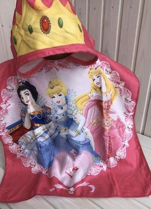 Пляжное полотенце пончо для девочки с принцессами1 фото